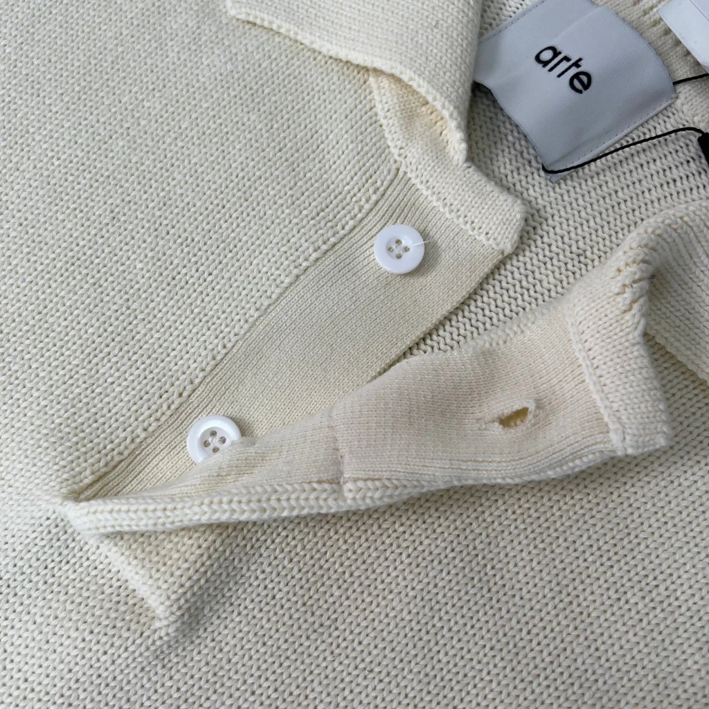 Arte Knit Polo Sweater Off-White - 9