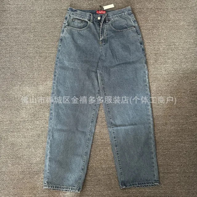 Supreme Jeans Baggy washed with embroidered back pocket logo product detail image 23