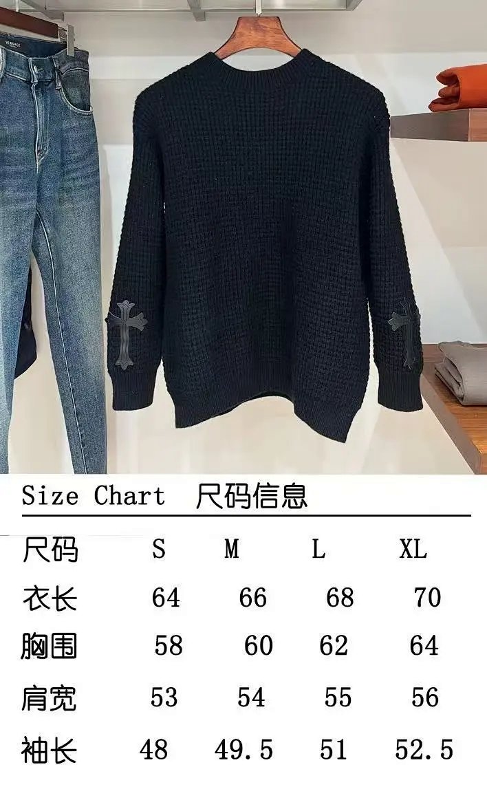 Chrome Hearts Waffle Knit Sweater Black with Cross Embroidery product detail 2 in Litbuy spreadsheet finds