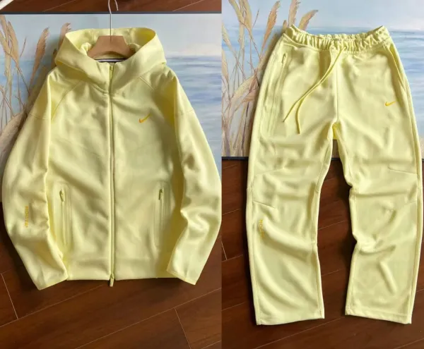 Nike Tech Fleece Hoodie and Joggers Set Pale Yellow Tracksuit - 1