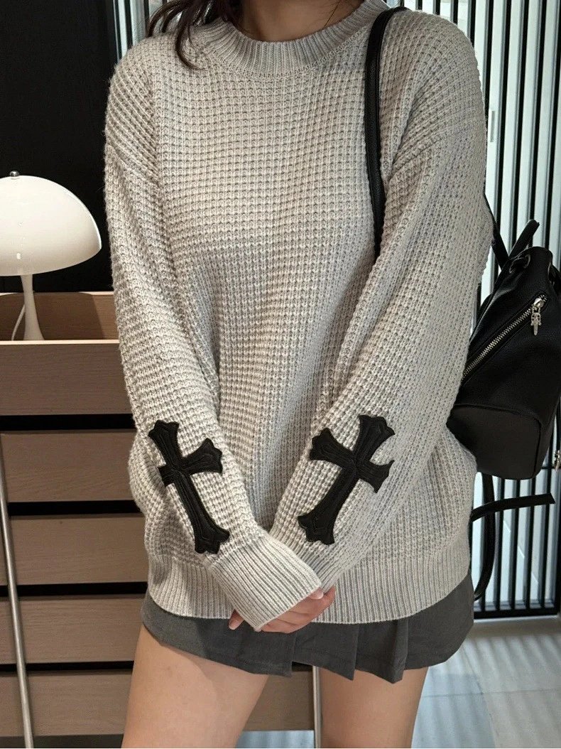 Chrome Hearts Waffle Knit Sweater Black with Cross Embroidery product detail 17 in Litbuy spreadsheet finds