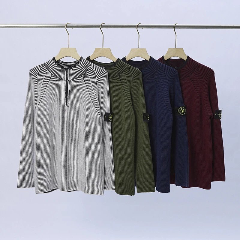 Stone Island Ribbed Half-Zip Sweater Hoodie