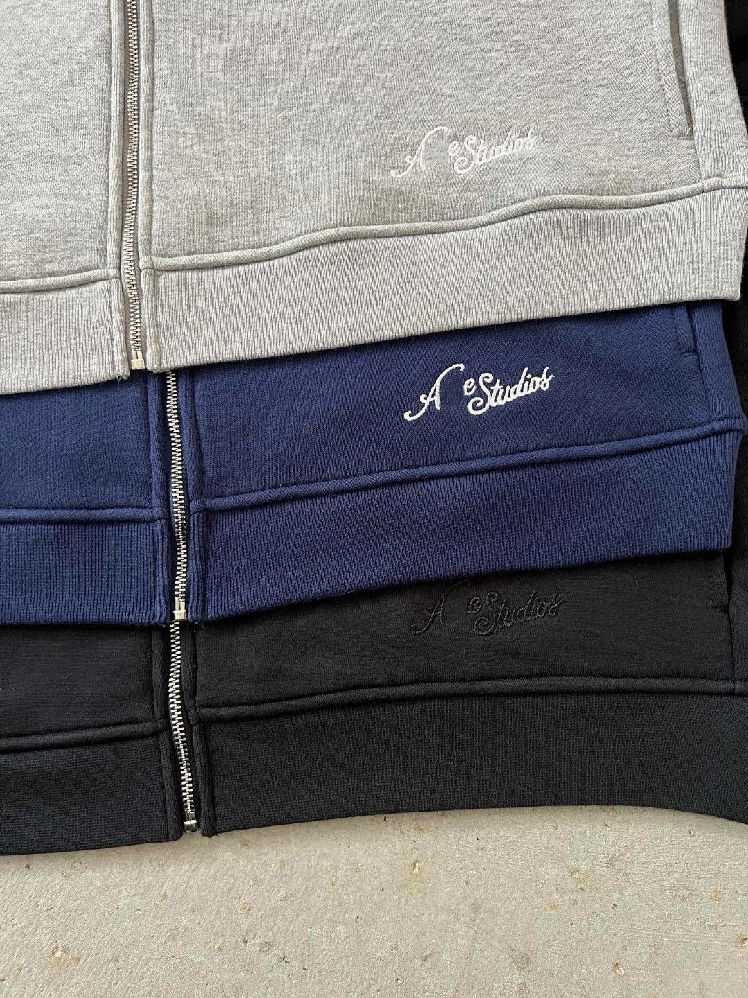 Acne Studios Logo Embroidered Navy Zip-Up Jacket Outerwear product detail 11 in Litbuy spreadsheet finds