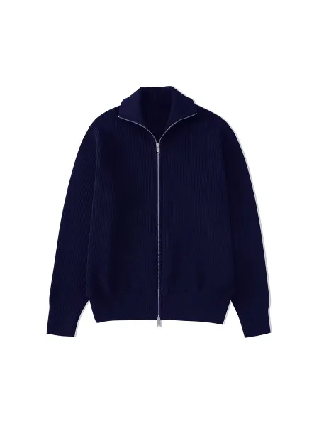 Design Ribbed Zip-Up Knit Jacket Black Outerwear - 10