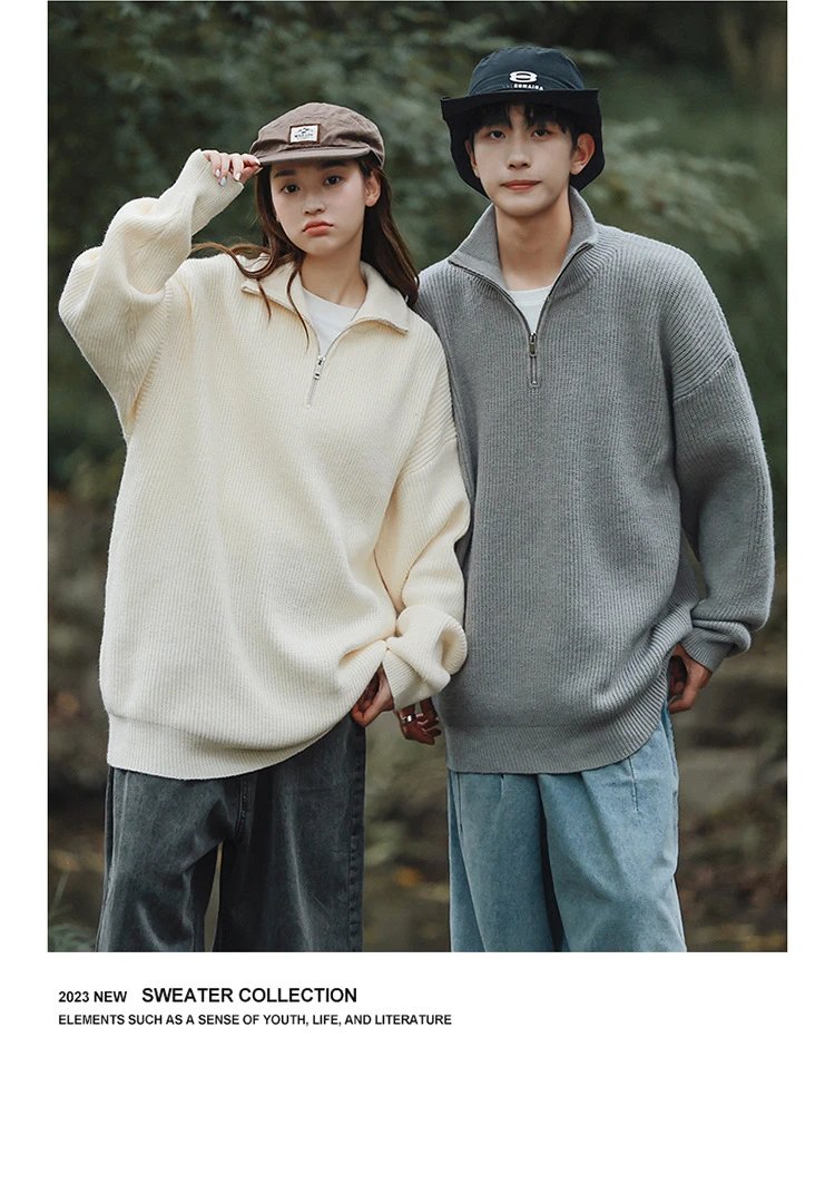Cable Knit Half-Zip Turtleneck Sweater White - 15