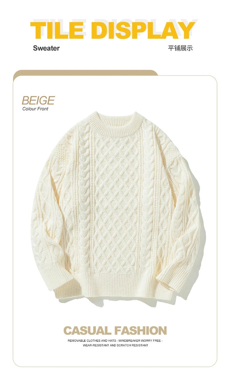 Cable Knit Half-Zip Turtleneck Sweater White - 46