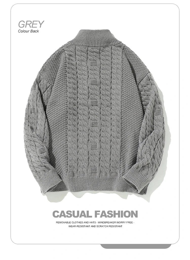Cable Knit Half-Zip Turtleneck Sweater White - 42