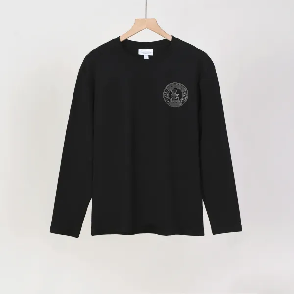 Lacoste Logo Embroidered Black Long-Sleeve T-Shirt - 1
