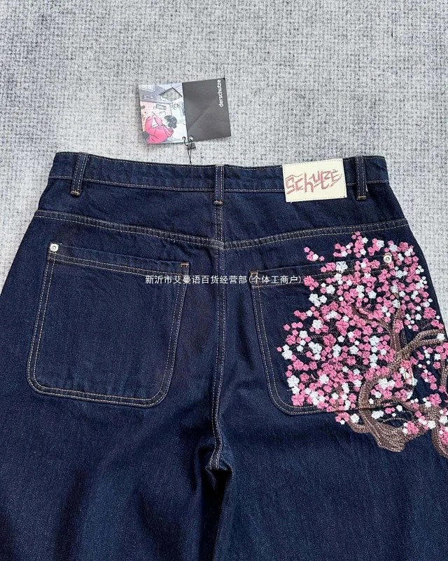 SCHYZE Jeans Straight-Leg Cherry Blossom Embroidered product detail image 14
