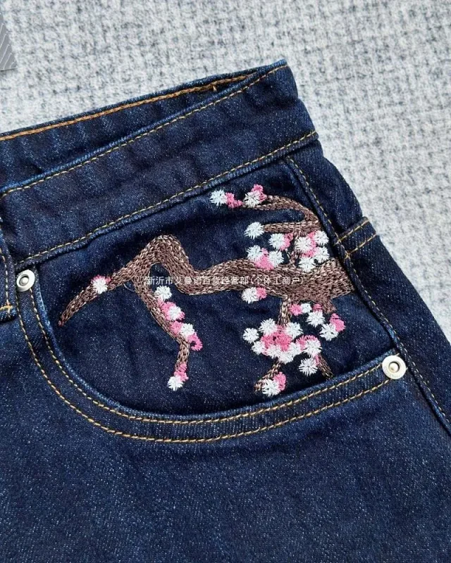 SCHYZE Jeans Straight-Leg Cherry Blossom Embroidered product detail image 17
