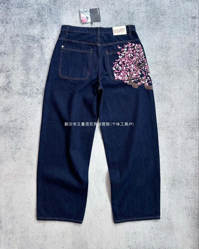 SCHYZE Jeans Straight-Leg Cherry Blossom Embroidered product detail image 12