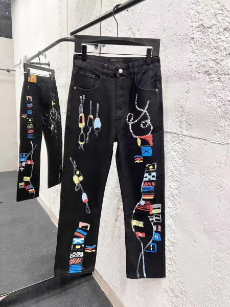 Balenciaga x Marine Serre Custom-Printed Black Denim Jeans - 1