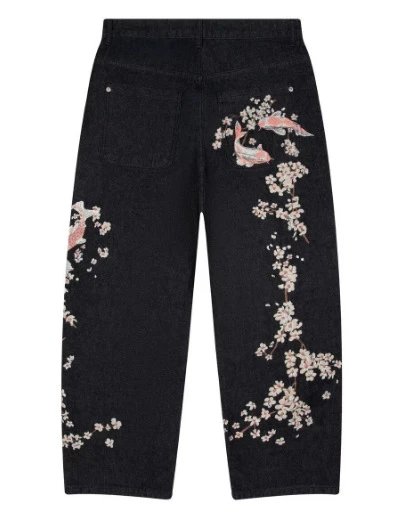 SCHYZE Jeans Straight-Leg Cherry Blossom Embroidered — Style 3 - New