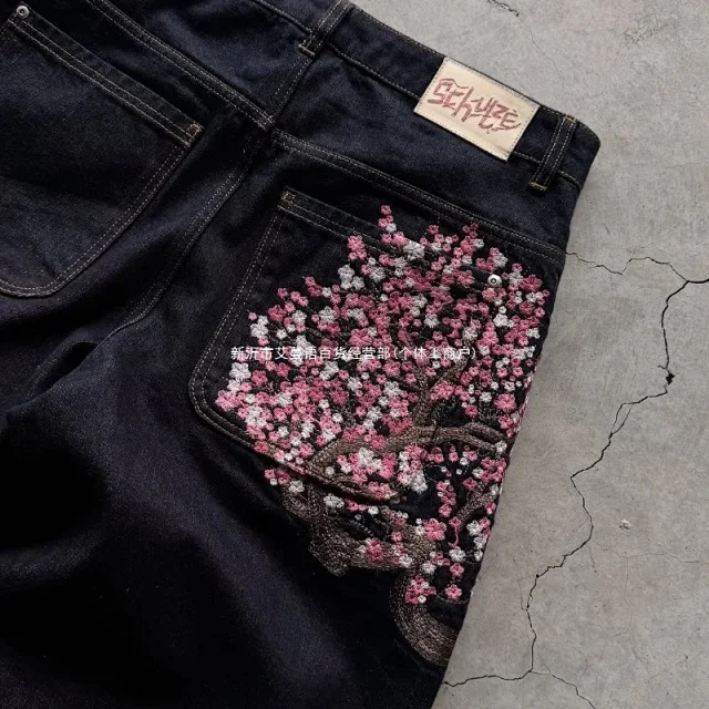 SCHYZE Jeans Straight-Leg Cherry Blossom Embroidered product detail image 8