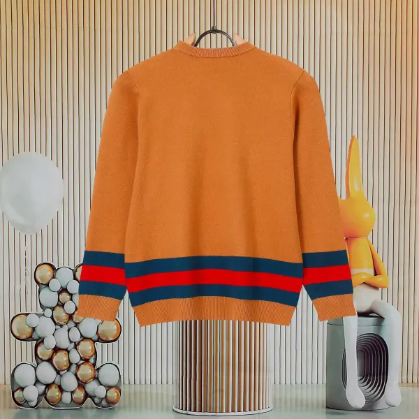 Gucci Interlocking G Knit Sweater Orange with Red-Blue Stripe - 8