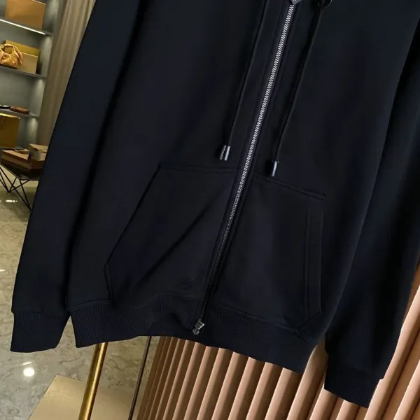 Burberry Check-Trimmed Hooded Zip-Up Sweatshirt Black - 5
