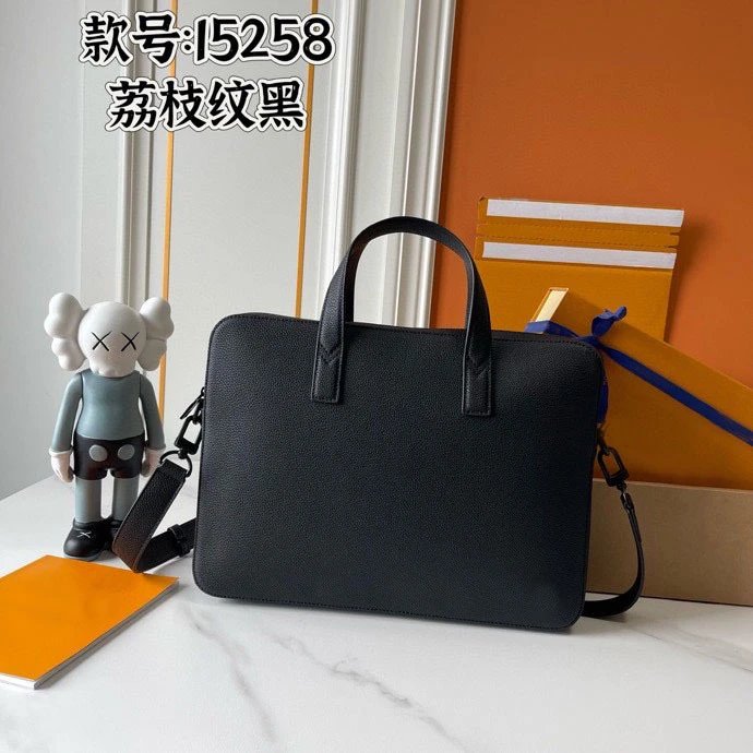 Luxury Litchi Grain Black Briefcase - 000028