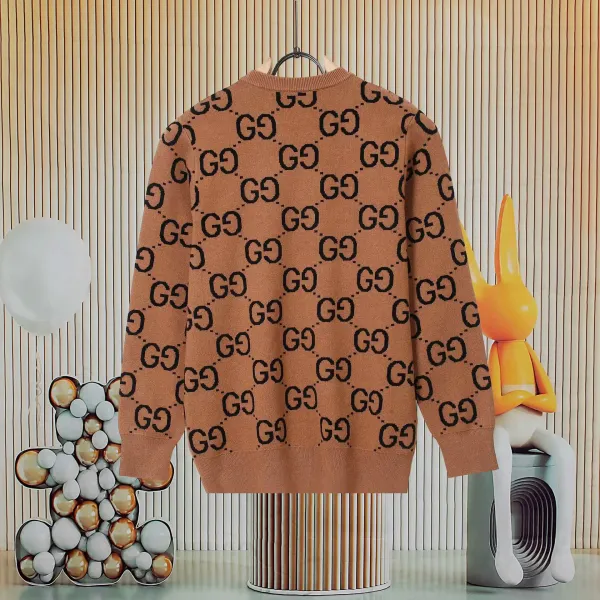 Gucci Interlocking G Knit Sweater Orange with Red-Blue Stripe - 17