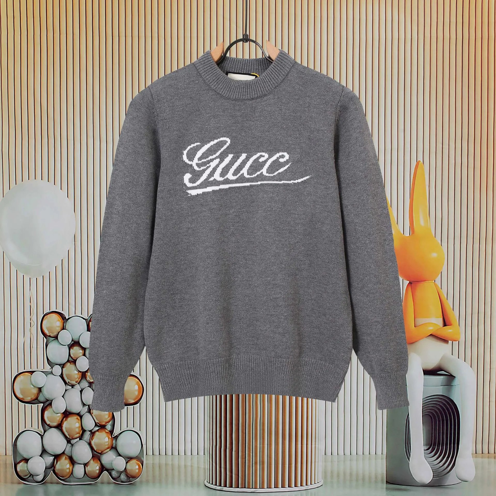 Gucci Interlocking G Knit Sweater Orange with Red-Blue Stripe - 44