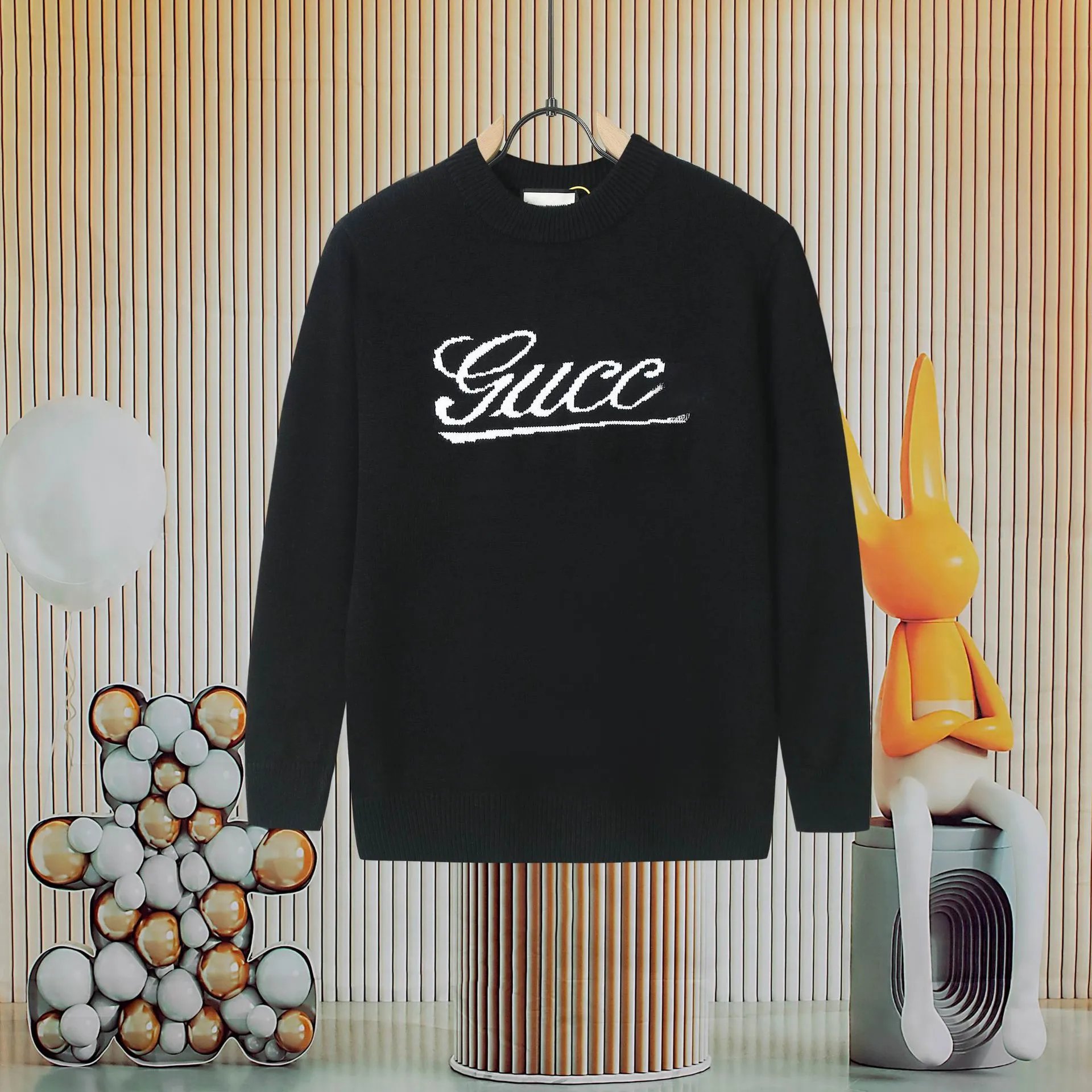 Gucci Script Logo Knit Sweater Black - 1