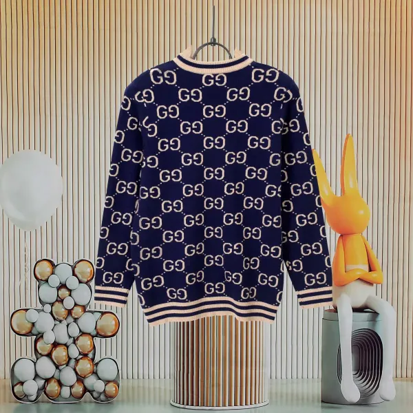 Gucci Interlocking G Knit Sweater Orange with Red-Blue Stripe - 5