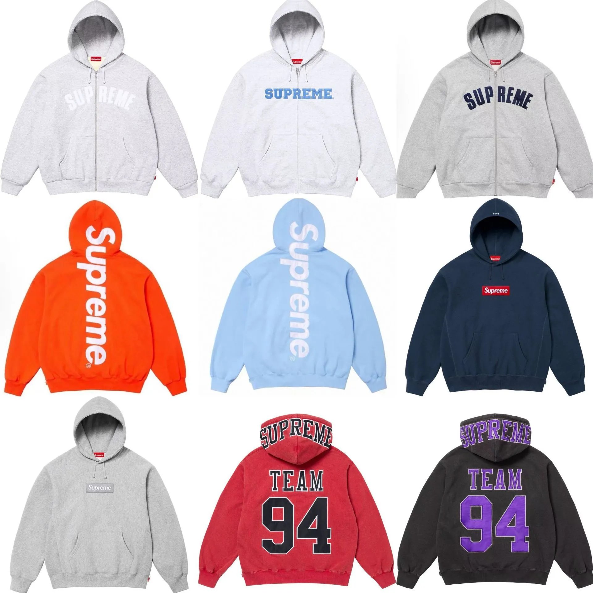 Supreme Box Logo & Team 94 Hooded Sweatshirts Hoodie