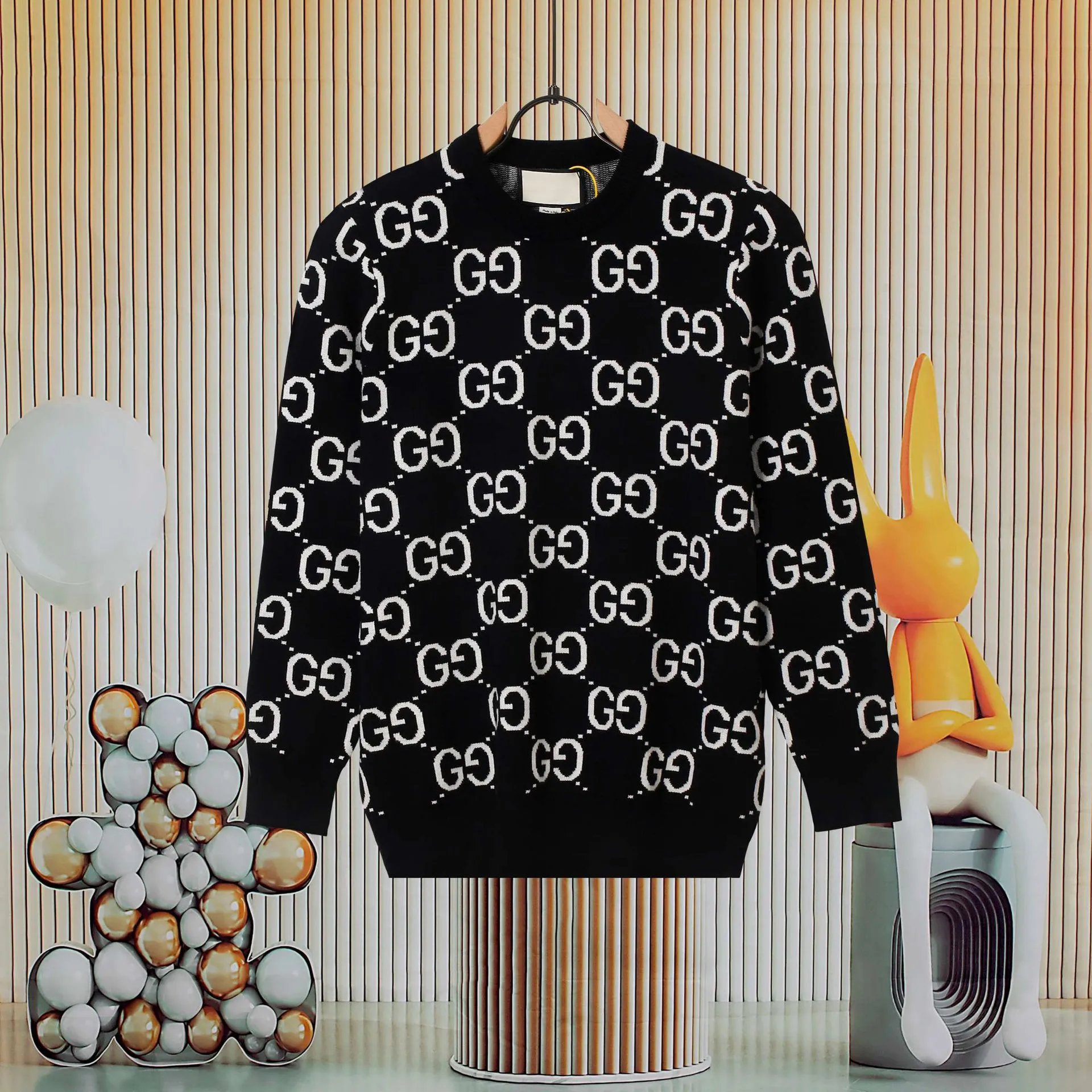 Gucci GG Monogram Knit Sweater Black - 1