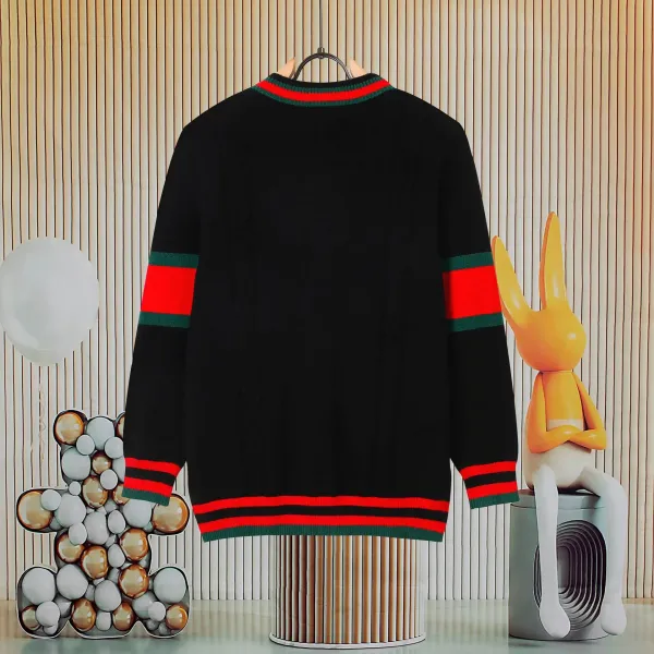 Gucci Interlocking G Knit Sweater Orange with Red-Blue Stripe - 12