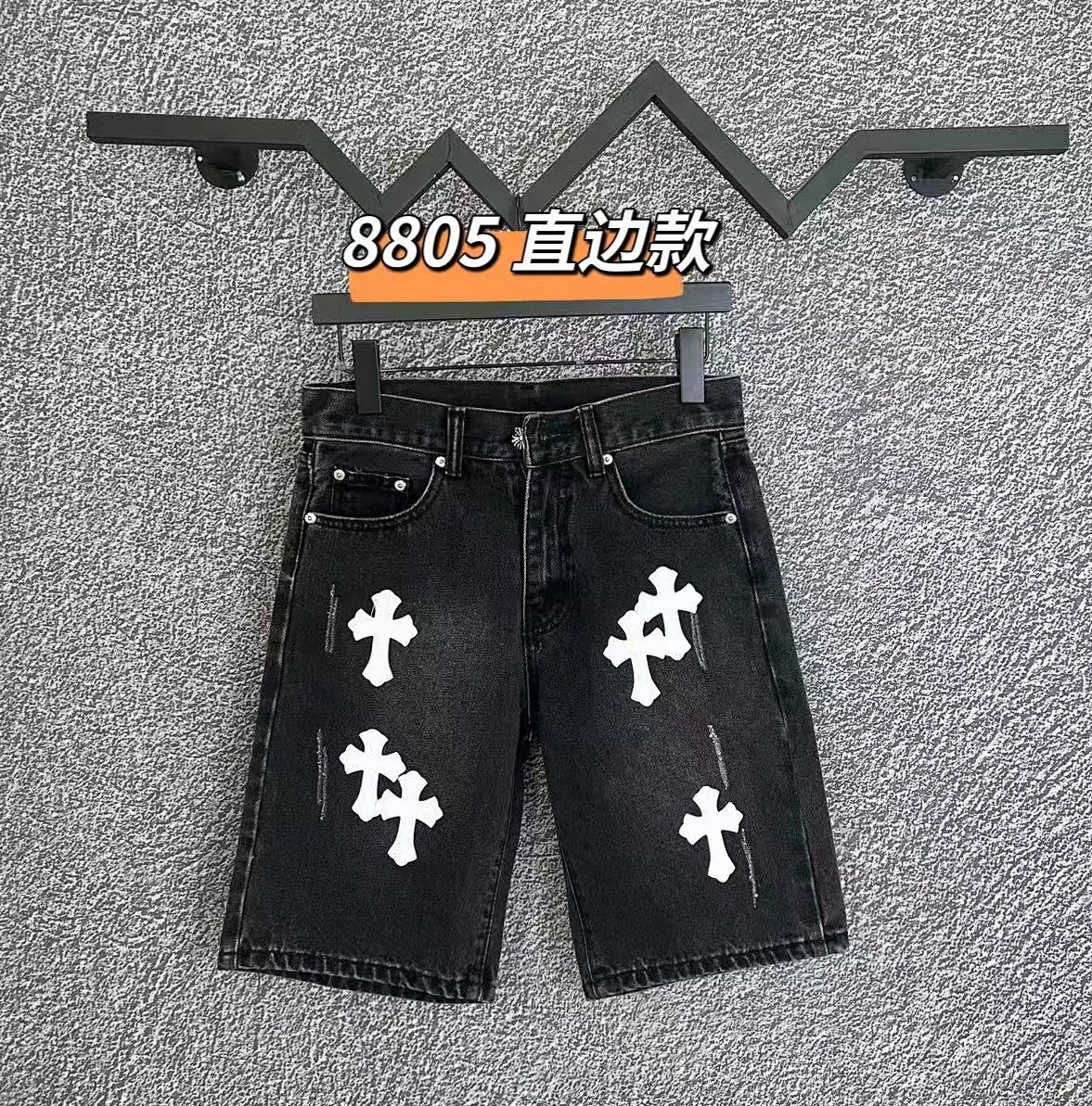 Chrome Hearts Multicolor Cross-Embellished Black Denim Shorts product detail 7 in Litbuy spreadsheet finds