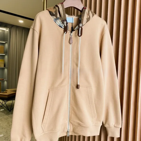 Burberry Check-Trimmed Hooded Zip-Up Sweatshirt Black - 7