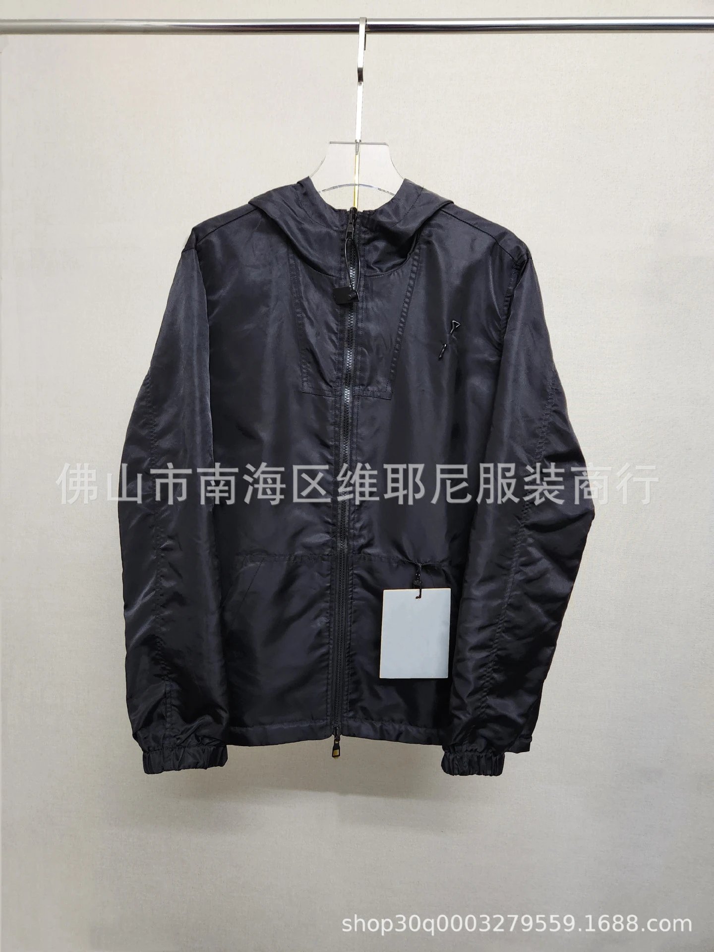 Unbranded Jackets Hooded Zip Jacket with Safety-Pin Chest Appliqué — Black