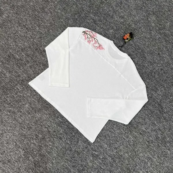 Design Cherry Blossom Print Hooded Jacket Beige Outerwear - 13