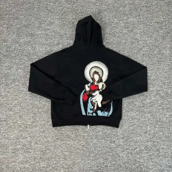 Balenciaga Madonna Embroidered Hoodie Black - 1