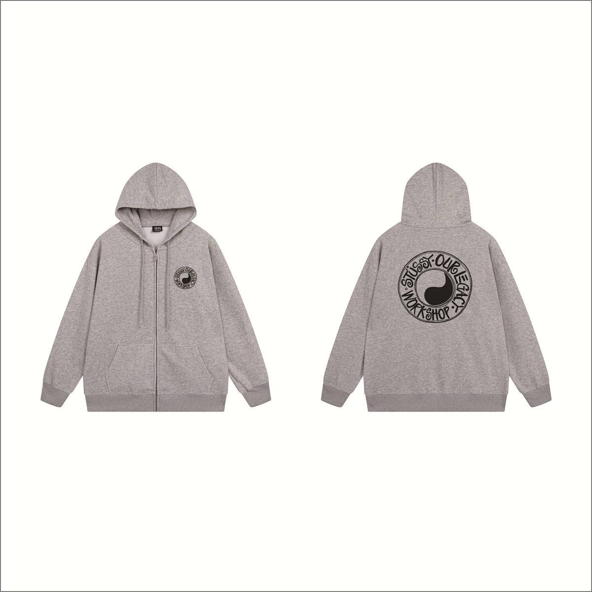 Stussy Zombie Graphic Zip-Up Hoodie Beige product detail 8 in Litbuy spreadsheet finds