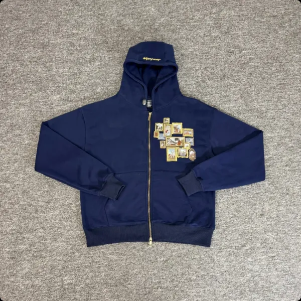Gypsy Sport Collage Print Navy Zip-Up Hoodie - 1
