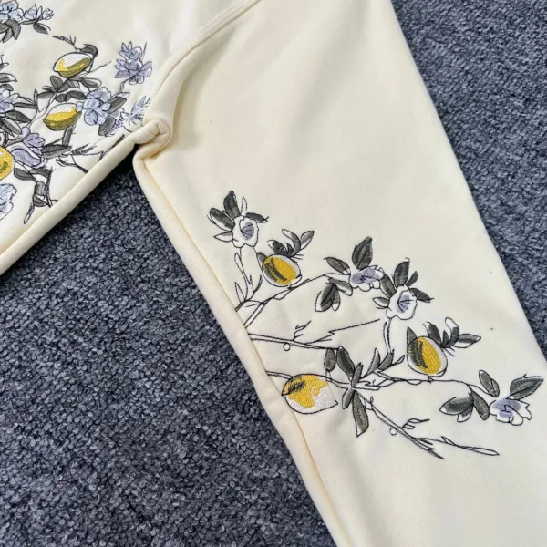 Design Cherry Blossom Print Hooded Jacket Beige Outerwear - 20