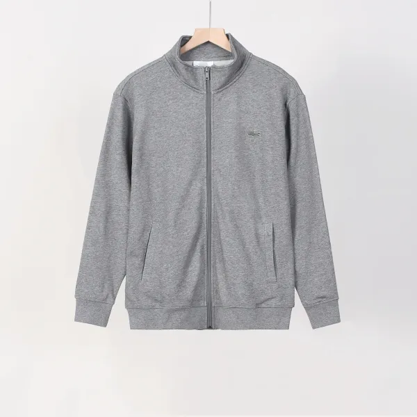 Lacoste Full-Zip Cotton Sweatshirt Gray Jacket - 1