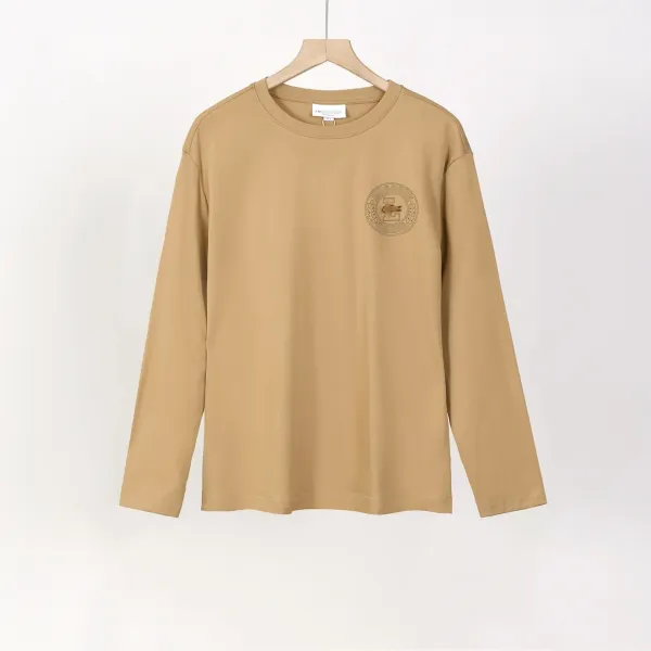 LACOSTE Logo Embossed Beige Long-Sleeve T-Shirt - 1