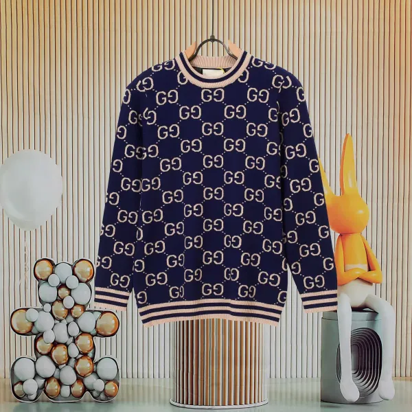 Gucci Interlocking G Knit Sweater Orange with Red-Blue Stripe - 6