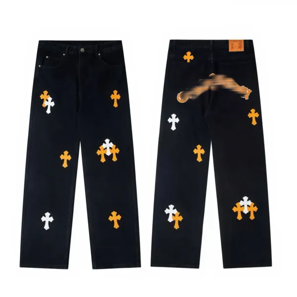 Chrome Hearts Cross-Embellished Black Straight-Leg Jeans - 1