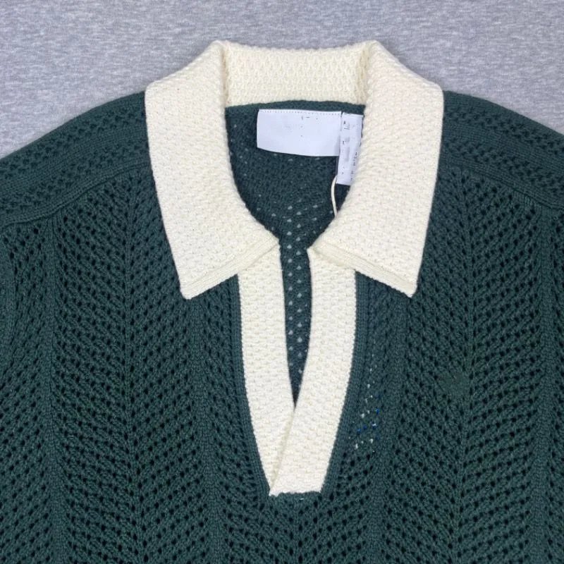 Design Knit Striped Polo in Navy and Cream - 14