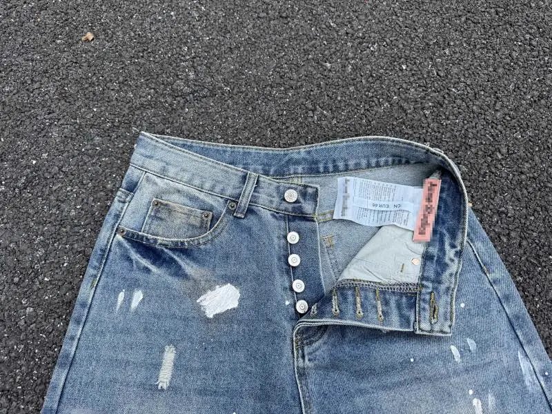 Acne Studios Distressed Wide-Leg Jeans with Leather Patch Back Pockets Gray product detail 23 in Litbuy spreadsheet finds