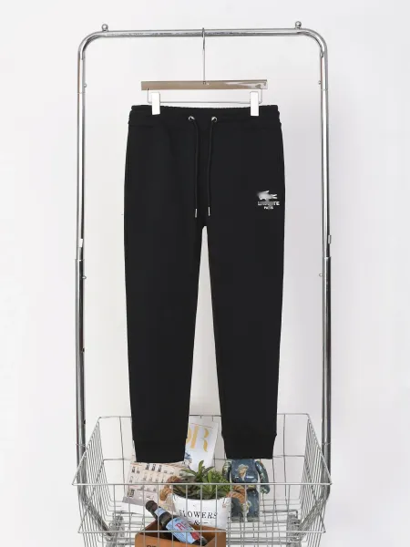 Lacoste Paris Logo Embroidered Black Sweatpants - 1