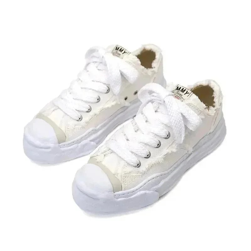 Maison Mihara Yasuhiro Sneakers Low-Top Frayed Canvas with Oversized Sole — 5