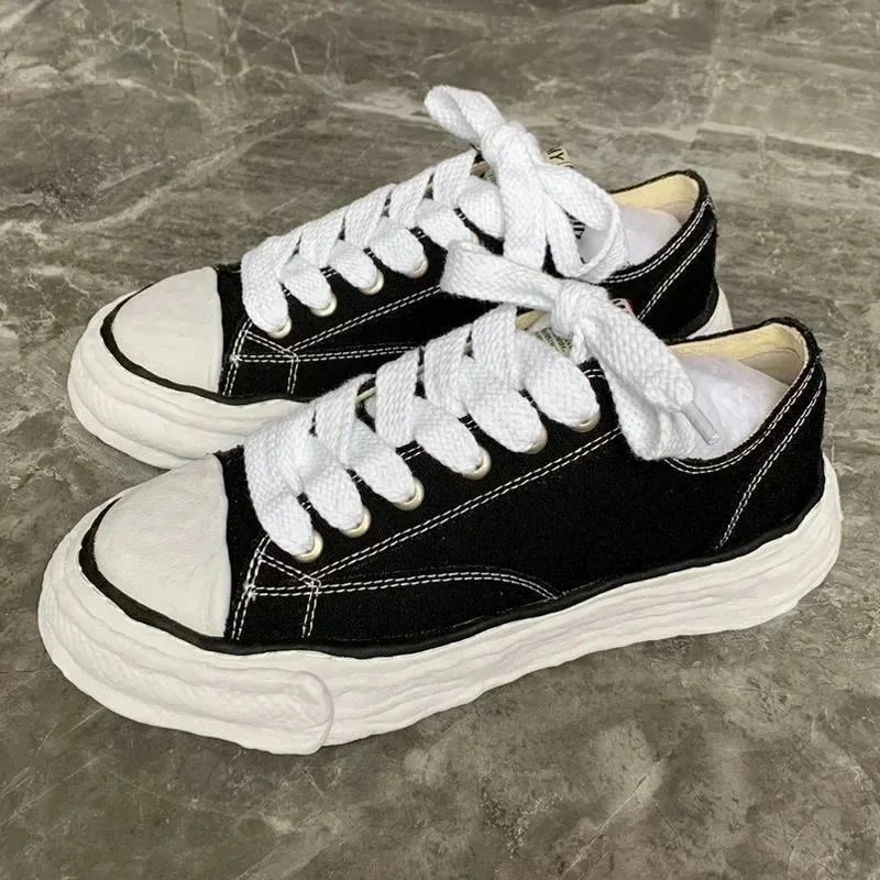 Maison Mihara Yasuhiro Sneakers Low-Top Frayed Canvas with Oversized Sole — 14