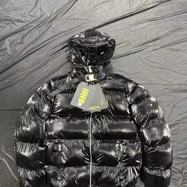 Parajumpers Down Jackets Hooded quilted puffer jacket with yellow neck strap product detail image 3