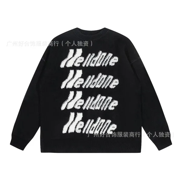Hendone Repeat Logo Knit Sweater Black - 1