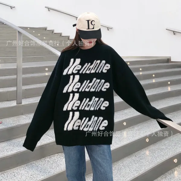 Hendone Repeat Logo Knit Sweater Black - 4