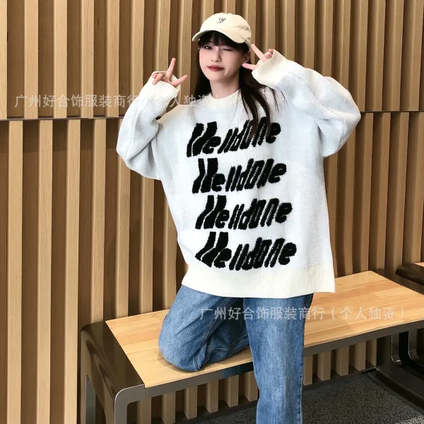 Hendone Repeat Logo Knit Sweater Black - 5