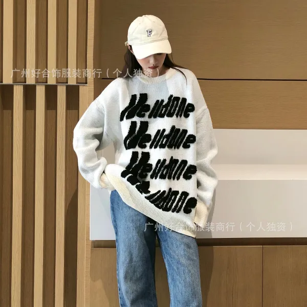 Hendone Repeat Logo Knit Sweater Black - 6